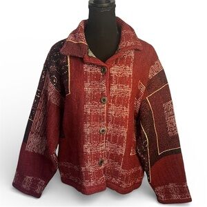 Vintage Sugar Street Weavers Jacket Cottagecore Tapestry XL USA Made Boho 90s